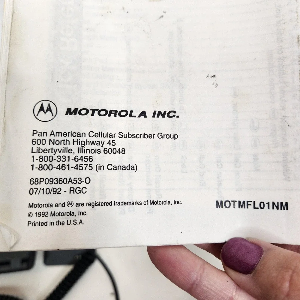 Vintage Motorola Flip A Bell Atlantic Black Phone Car Charger Case Manual Parts